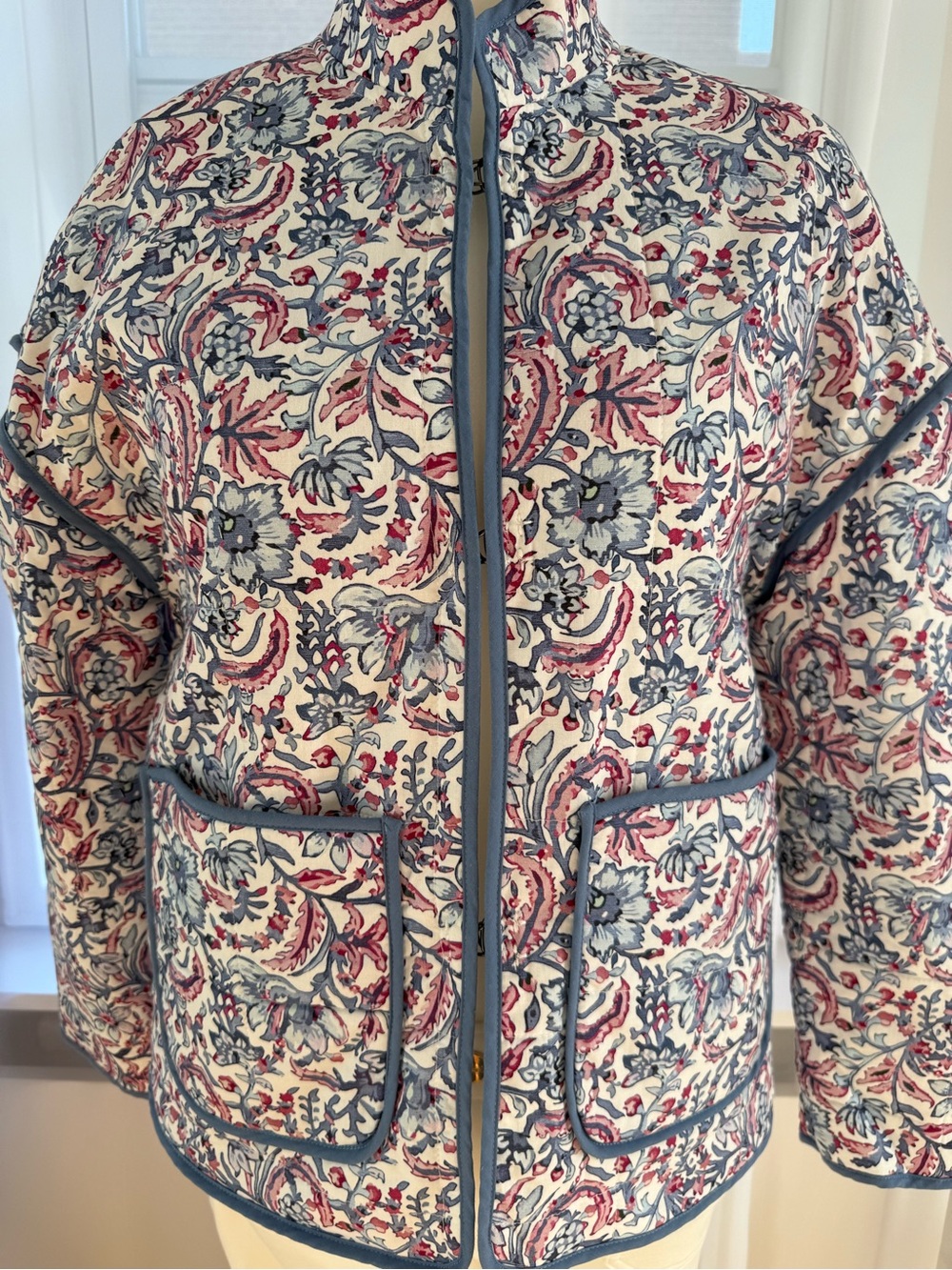 Quilted Floral Jacket in Blue & Pink